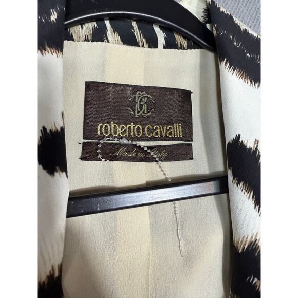 NEW- NWOT Roberto Cavalli Silk Blazer Jacket 38 Animal Print Snake Tiger - Picture 5 of 8